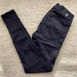 american eagle black super super stretch jeggings